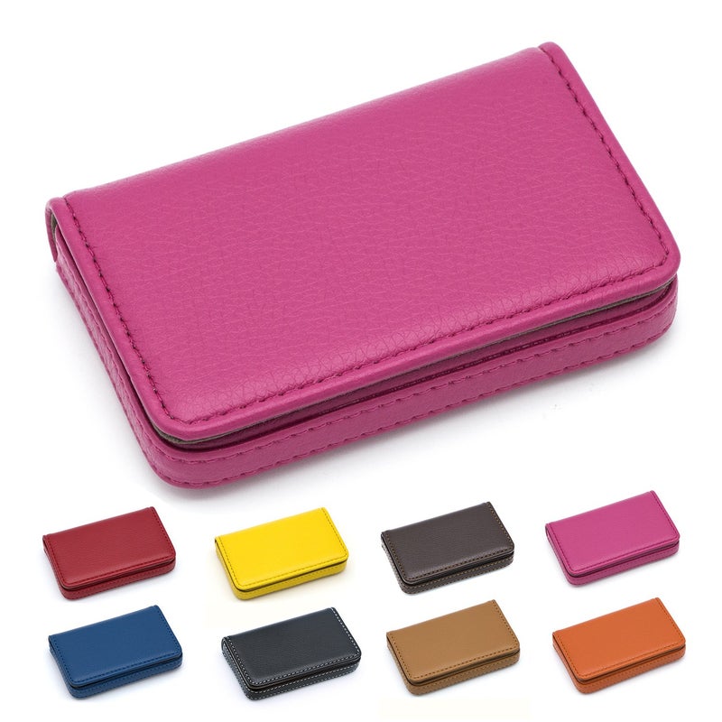 Padike Business Name Card Holder Luxury PU Leather,Business Name Card Holder Wallet Credit card ID Case/Holder For Men & Women - Keep Your Business Cards Clean(Rose red) - Image 1